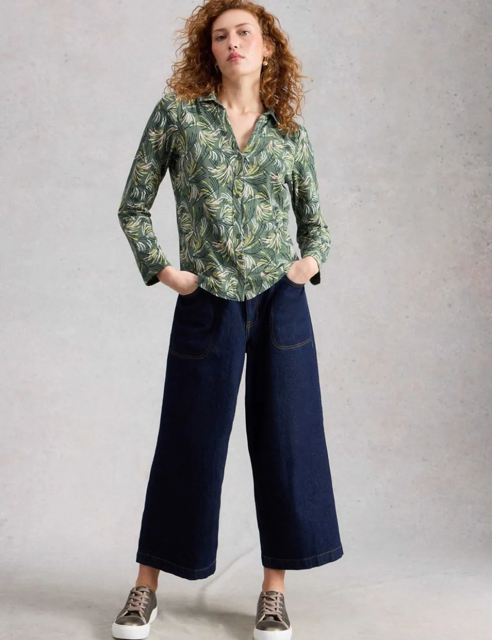 Jersey Print Collared Shirt