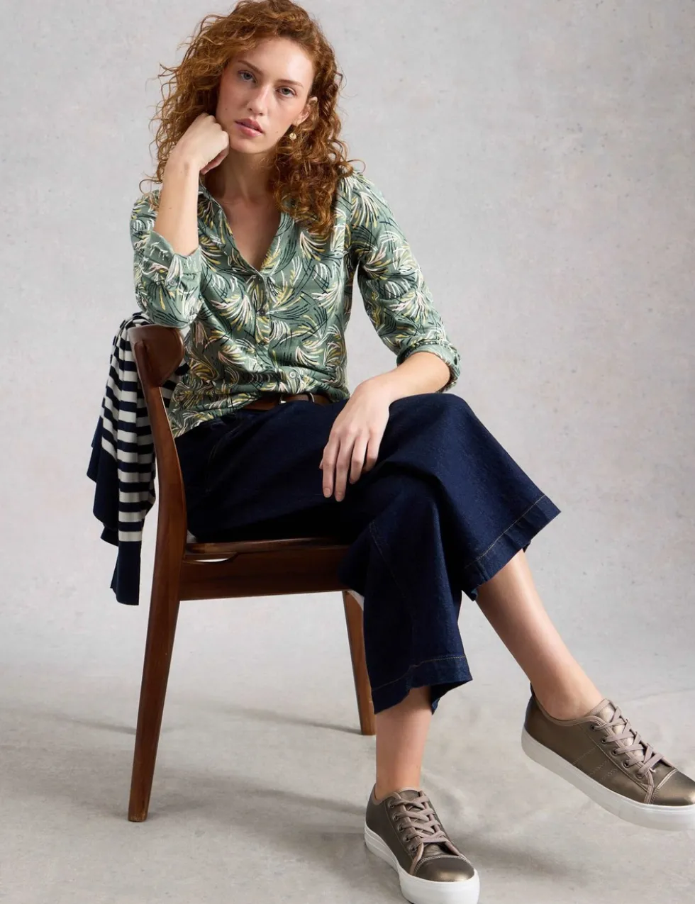 Jersey Print Collared Shirt