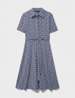 Jersey Printed Knee Length Shirt Dress