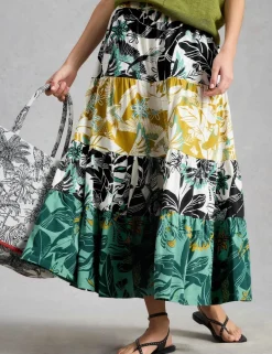 Jersey Printed Maxi Tiered Skirt