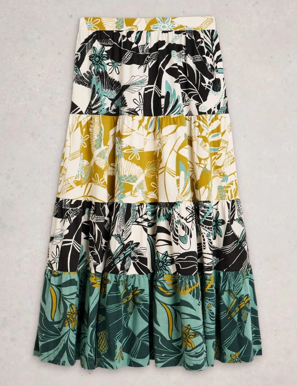 Jersey Printed Maxi Tiered Skirt