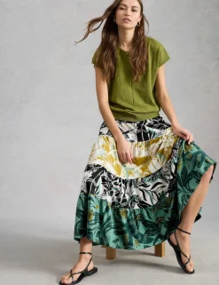 Jersey Printed Maxi Tiered Skirt