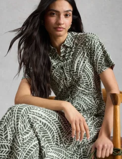 Jersey Printed Midi Shirt Dress