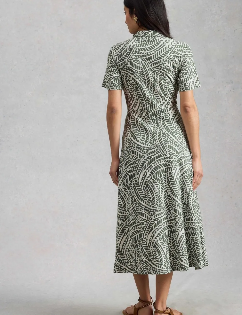 Jersey Printed Midi Shirt Dress