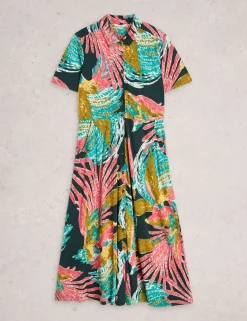 Jersey Printed Midi Shirt Dress