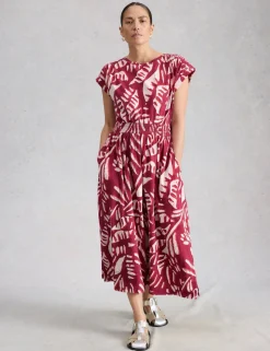 Jersey Printed Midi Waisted Dress
