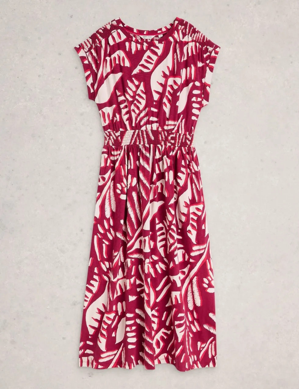 Jersey Printed Midi Waisted Dress
