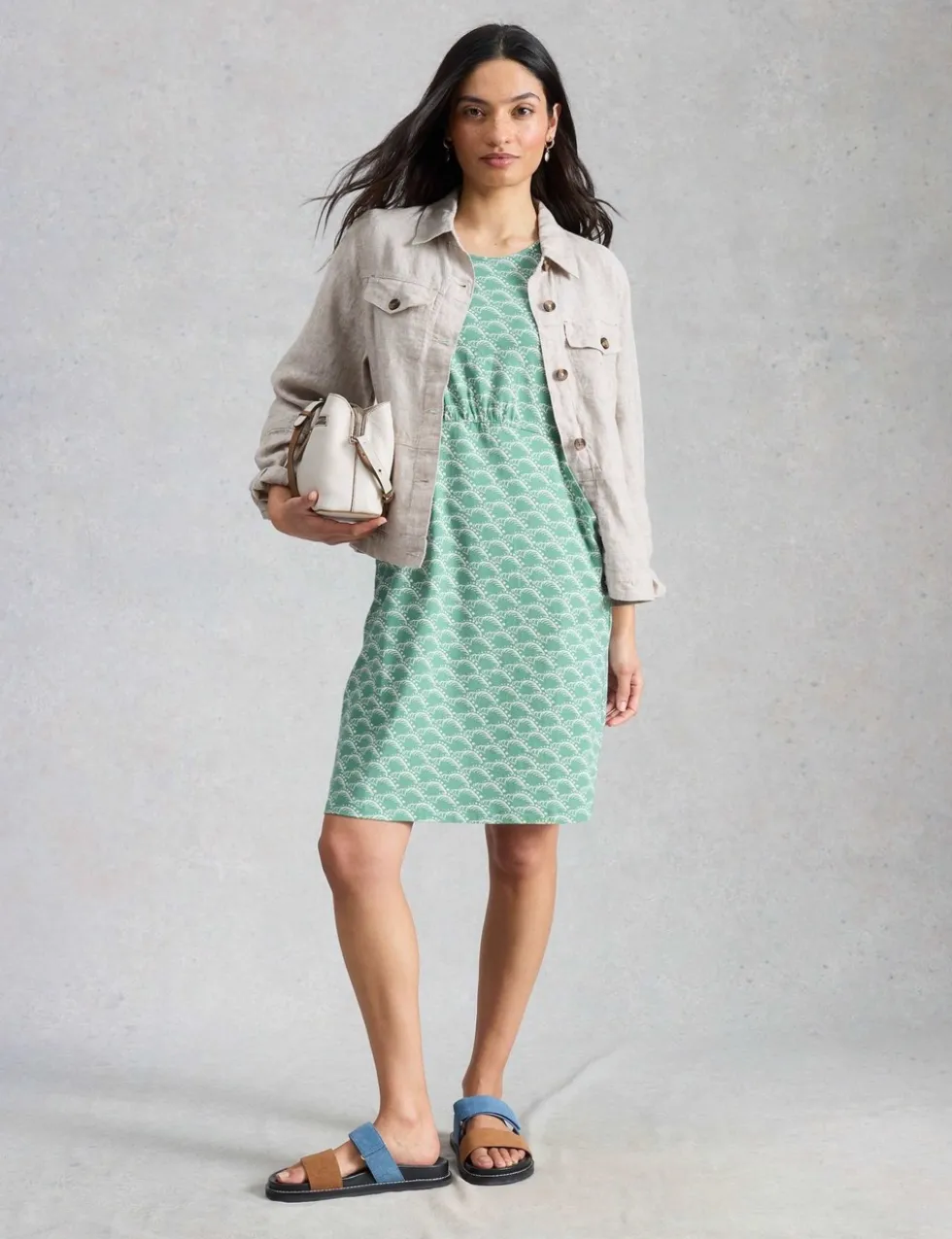 Jersey Printed Mini Waisted Dress
