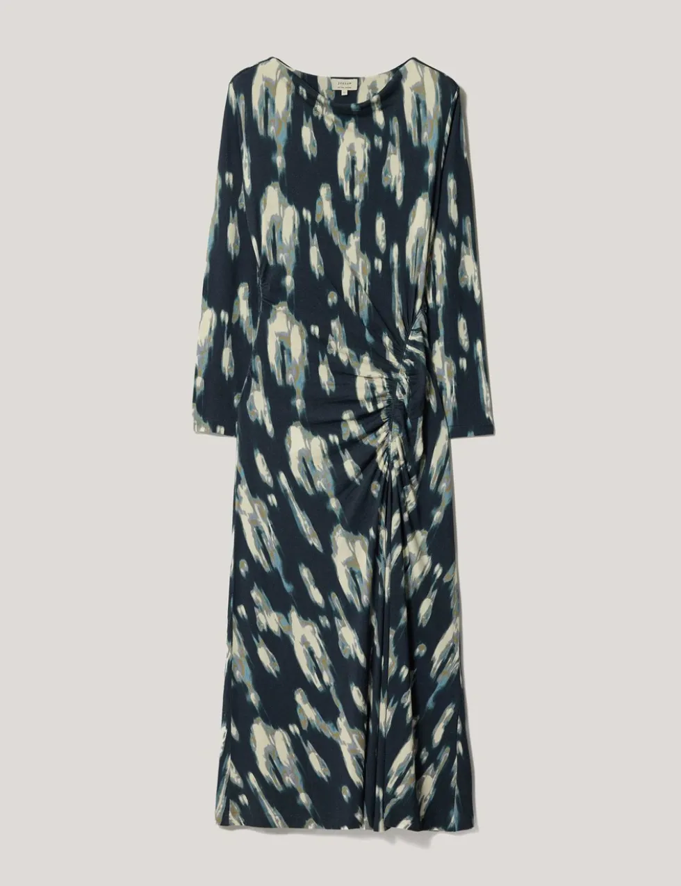 Jersey Printed Ruched Midi Column Dress