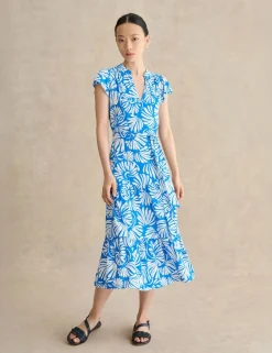 Jersey Printed V-Neck Midi Tiered Dress