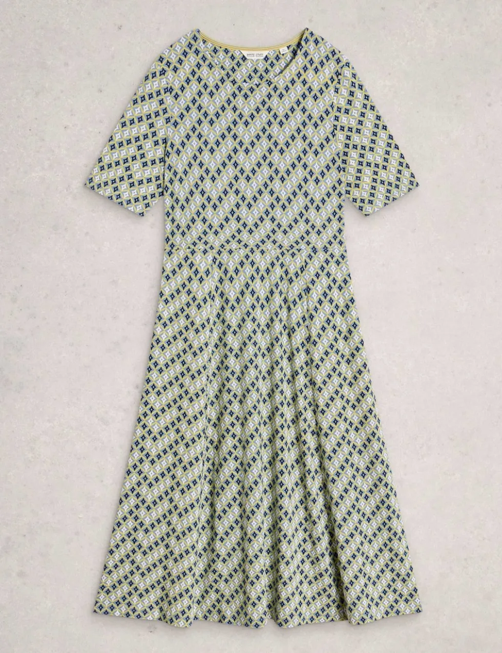 Jersey Round Neck Waisted Midi Dress
