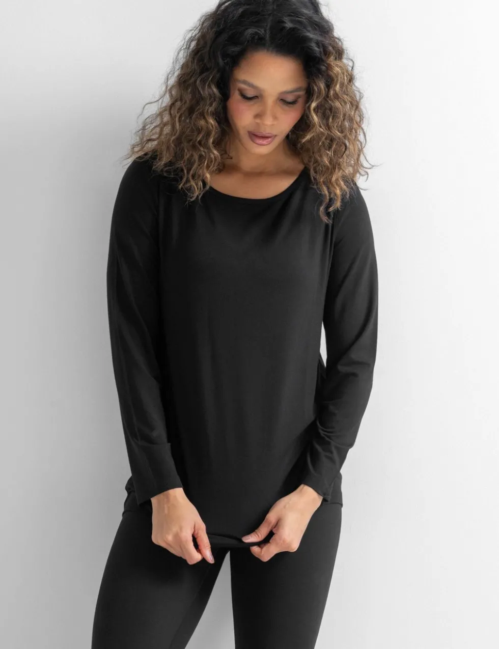 Jersey Round Neck Wrap Back Yoga Top