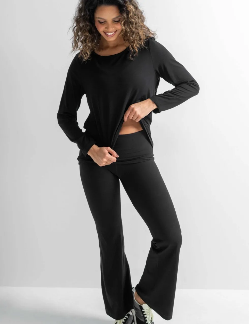 Jersey Round Neck Wrap Back Yoga Top