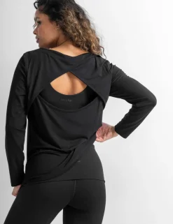 Jersey Round Neck Wrap Back Yoga Top