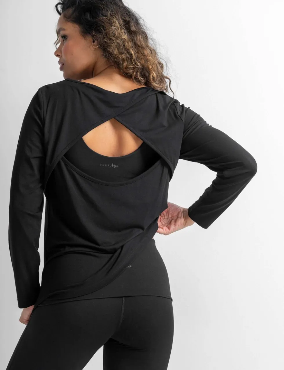 Jersey Round Neck Wrap Back Yoga Top