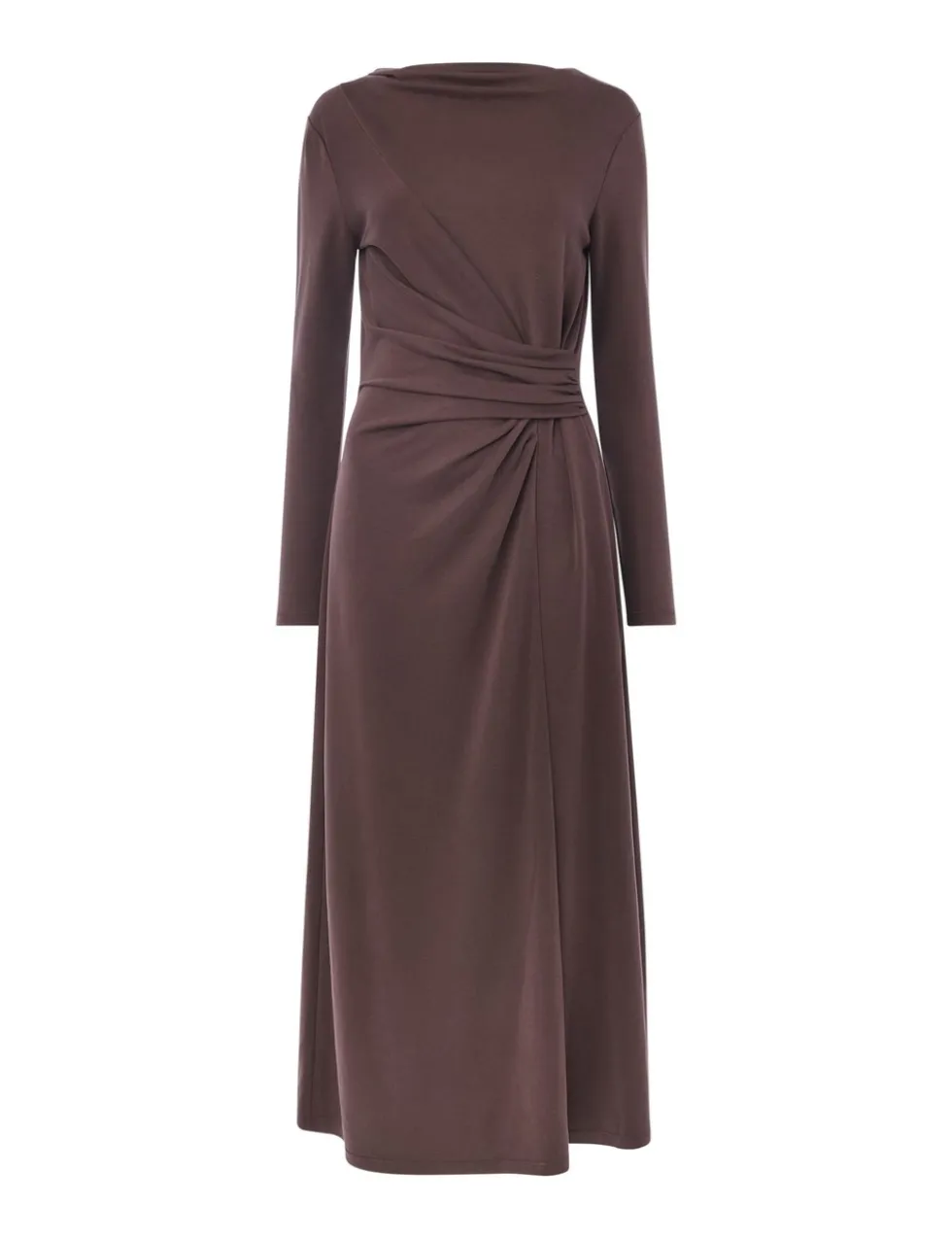 Jersey Ruched Midi Waisted Dress