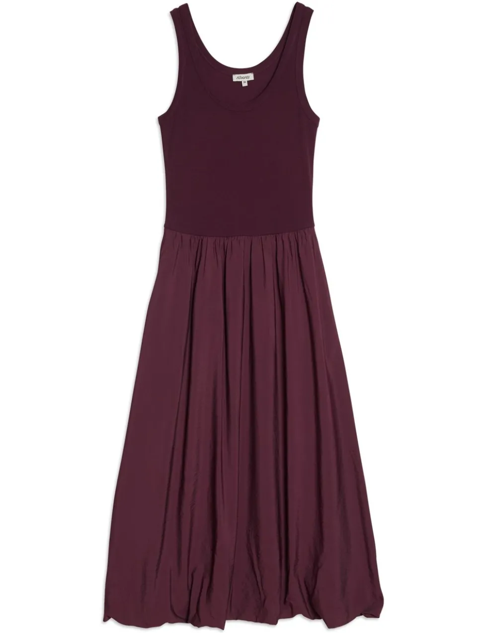 Jersey Scoop Neck Bubble Hem Midi Dress