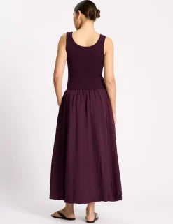 Jersey Scoop Neck Bubble Hem Midi Dress