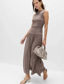 Jersey Sleeveless Draped Midaxi Dress