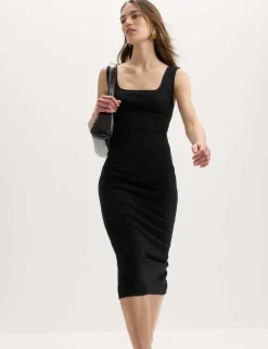 Jersey Square Neck Midi Bodycon Dress