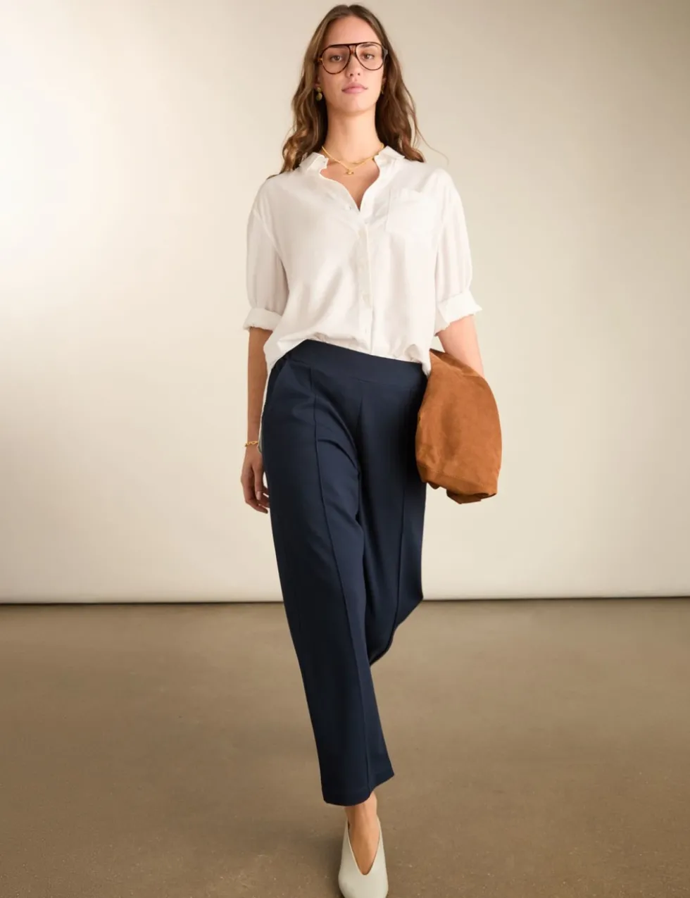 Jersey Straight Leg Cropped Trousers