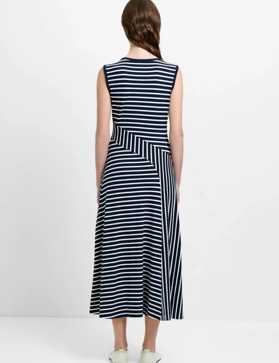 Jersey Striped Midi Skater Dress