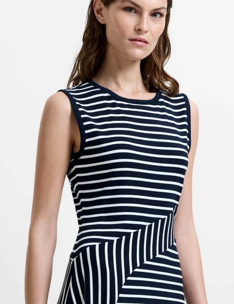 Jersey Striped Midi Skater Dress