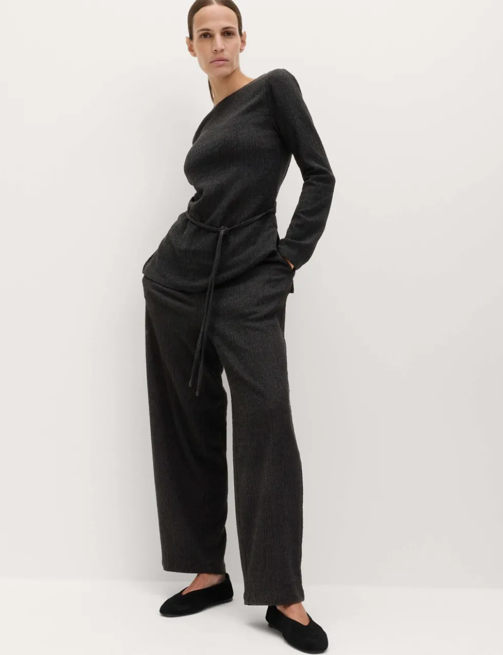 Jersey Textured Carrot Leg Ankle Grazer Trousers