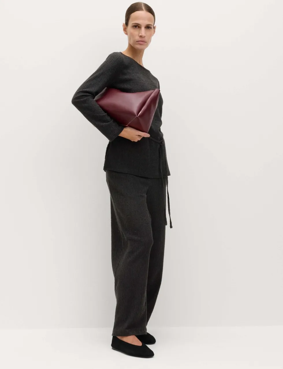 Jersey Textured Carrot Leg Ankle Grazer Trousers