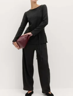 Jersey Textured Carrot Leg Ankle Grazer Trousers