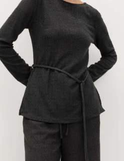 Jersey Textured Carrot Leg Ankle Grazer Trousers