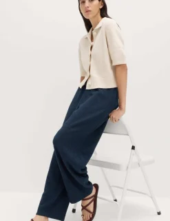 Jersey Textured Carrot Leg Ankle Grazer Trousers