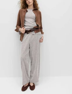 Jersey Textured Carrot Leg Ankle Grazer Trousers