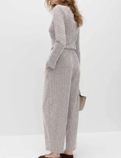 Jersey Textured Carrot Leg Ankle Grazer Trousers