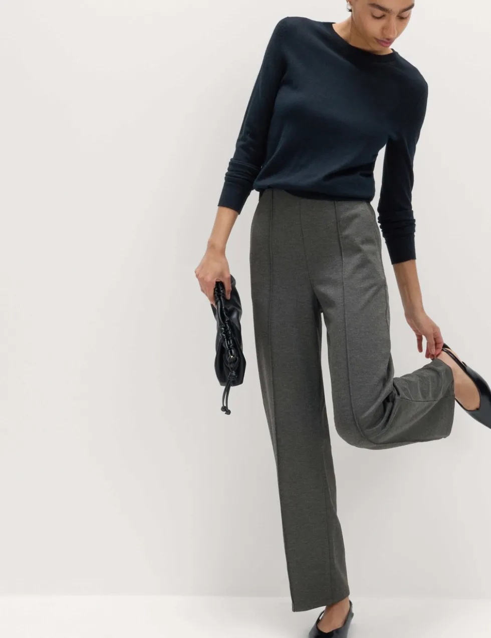 Jersey Twill Straight Leg Trousers