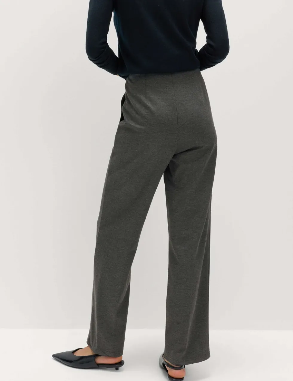 Jersey Twill Straight Leg Trousers