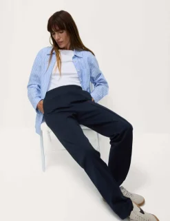 Jersey Twill Straight Leg Trousers