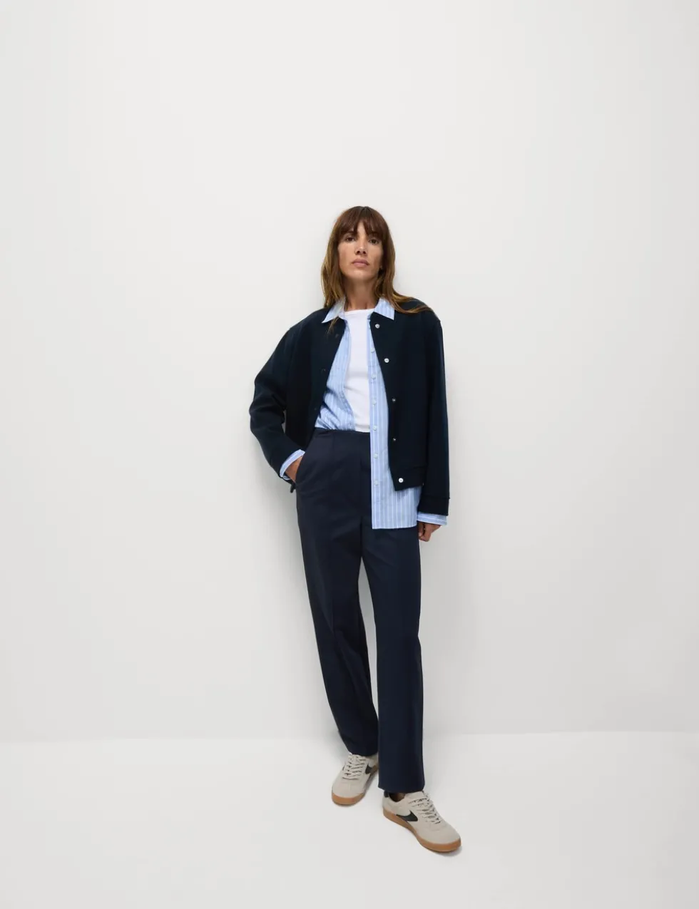Jersey Twill Straight Leg Trousers