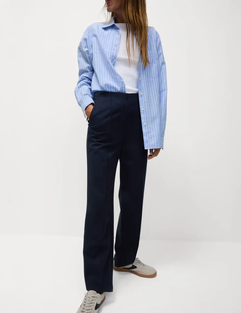 Jersey Twill Straight Leg Trousers