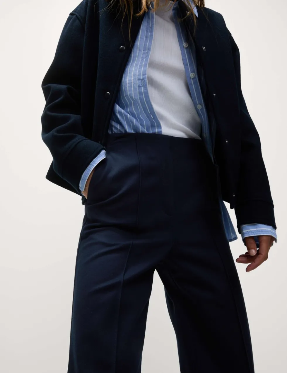 Jersey Twill Straight Leg Trousers