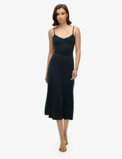 Jersey V-Neck Cut Out Detail Midi Slip Dress
