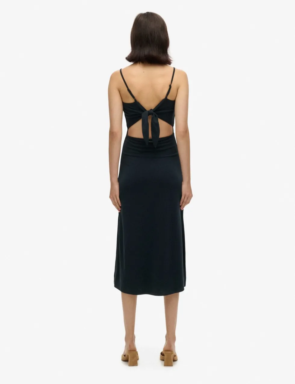 Jersey V-Neck Cut Out Detail Midi Slip Dress