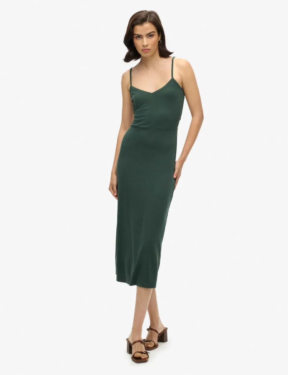 Jersey V-Neck Cut Out Detail Midi Slip Dress