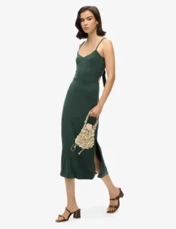Jersey V-Neck Cut Out Detail Midi Slip Dress