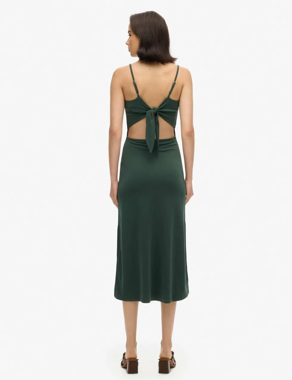 Jersey V-Neck Cut Out Detail Midi Slip Dress