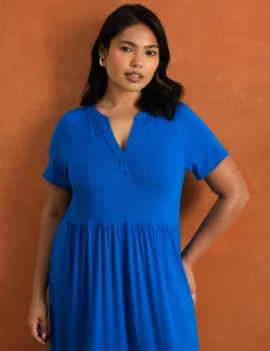 Jersey V-Neck Maxi Tiered Dress