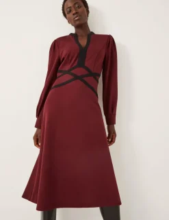 Jersey V-Neck Midi Skater Dress