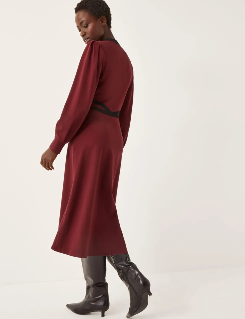 Jersey V-Neck Midi Skater Dress