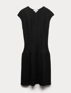 Jersey V-Neck Mini Drop Waist Skater Dress