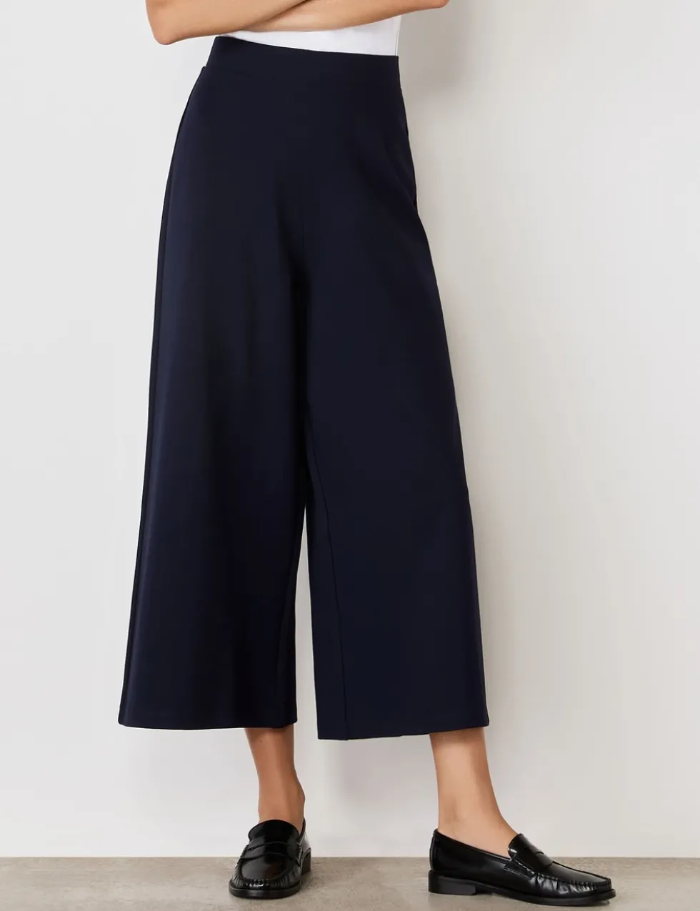 Jersey Wide Leg Cropped Trousers
